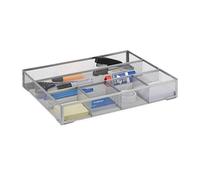 Relaxdays Organizador de Escritorio con 6 Compartimentos, Metal, Plateado, 6 x 38 x 30 cm
