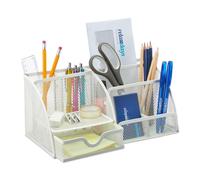 Relaxdays Organizador de escritorio malla blanca blanco