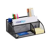 Relaxdays Organizador de escritorio metálico negro