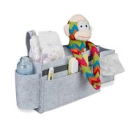Relaxdays Organizador Sofá, 8 Compartimentos, Bolsa Cuna para Colgar, Fieltro, Bolsillo Cama 23x43x11 cm, Gris Claro
