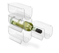 Relaxdays Organizador de frigorífico Botellas, Set de 4, apilable, (H x An x F): 10,5 x 11 x 20,5 cm, Transparente