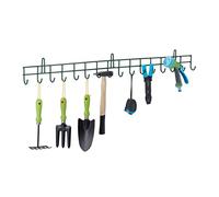 Relaxdays Organizador de Herramientas de Jardín, 16 Ganchos, Portaherramientas Pared, para 80 kg, 12 x 100 x 5 cm, Verde