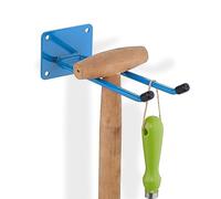 Relaxdays Organizador de Herramientas, Gancho Colgar Escobas o Rastrillos, 24 cm, Soporte Taller o Garaje, Acero, Azul, Pizarra