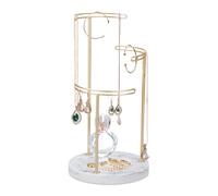 Relaxdays Organizador de joyas dorado Mármol blanco,oro