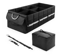 Relaxdays Organizador de Maletero Plegable con Tapa, Bolsa térmica extraíble, 30x90x40 cm, Negro