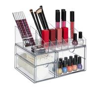 Relaxdays Organizador de maquillaje con 3 cajones transparente
