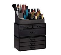 Relaxdays Organizador de Maquillaje con 6 Cajones, 29 x 23.5 x 14 cm, Negro | Acrílico, Negro