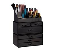Relaxdays Organizador de maquillaje con 6 cajones negro