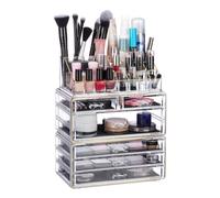 Relaxdays Organizador de maquillaje con 6 cajones oro,negro,transparente