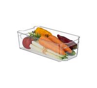 Relaxdays Organizador de Nevera 9x31,5x15,5 cm, Almacenaje de Alimentos, Caja para Frigorífico con Asas, Transparente
