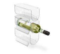 Relaxdays Organizador de Nevera Botellas, Set de 3, apilable, 10,5 x 11 x 20,5 cm, Transparente