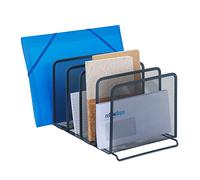 Relaxdays Dokumentenhalter mit 5 Fächern Anthrazit Organizador de Oficina Escritorio, 5 Espacios, Metal, Bandeja Cartas Vertical, Antracita, Acero, 19 x 20,5 x 37,5 cm Aprox