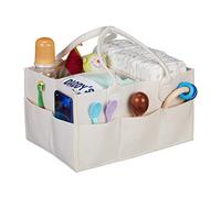 Relaxdays Organizador de Pañales de Bebé, Cesto Fieltro hasta 11 Compartimentos, Auto, Cambiador, Beige