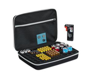 Relaxdays Organizador de Pilas con Comprobador, Portapilas y Tester, para 134 Baterías de Tipo AA, AAA, C, D & 9V, Negro