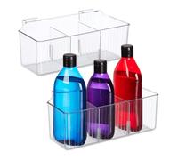 Relaxdays Organizador de Puerta Armario, Set 2, Cestas Colgantes Cocina y Baño, 10x25,5x12,5 cm, Plástico, Transparente