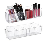 Relaxdays Organizador de Puerta Armario, Set 2, Cestas Colgantes Cocina y Baño, 10x38x12,5 cm, Plástico, Transparente