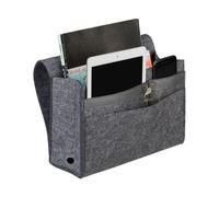 Relaxdays Organizador Sofá, Colgante, 6 Compartimentos, 4 Cremalleras, Bolsillo Cama Fieltro 27x31,5x11,5cm, Gris Oscuro, 27 x 31,5 x 5 cm