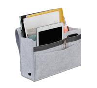 Relaxdays Organizador Sofá, Colgante, 6 Compartimentos, 4 Cremalleras, Bolsillo Cama Fieltro 27x31,5x11,5cm, Gris Claro, 27 x 31,5 x 11,5 cm