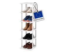 Relaxdays organizador de zapatos, 6 niveles, 91 x 26,5 x 30,5 cm, blanco | apilable, ampliable, plástico