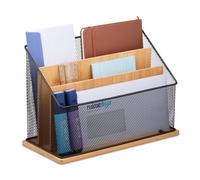 Relaxdays Organizador escritorio 3 compartimentos marrón claro,negro