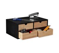 Relaxdays Organizador escritorio 4 cajones negro marrón claro,negro