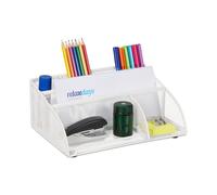 Relaxdays Organizador escritorio 5 compartimentos blanco