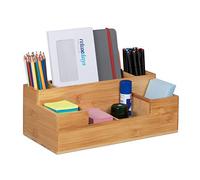 Relaxdays Organizador escritorio bambú abierto marrón claro