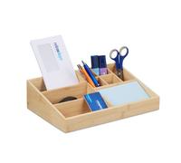 Relaxdays Organizador escritorio bambú 9 espacios marrón claro