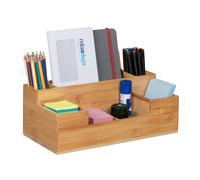 Relaxdays Organizador escritorio bambú abierto marrón claro
