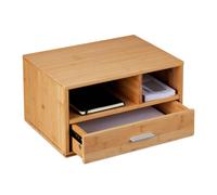 Relaxdays Schreibtisch Organizer mit Schublade Organizador Escritorio 1 Cajón, 2 Compartimentos, 22 x 40 x 31 cm, Bambú, Almacenaje Material Oficina, Natural, Aluminio