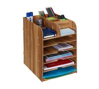 Relaxdays Organizador escritorio bandejas papeles marrón