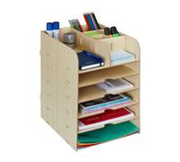 Relaxdays Organizador escritorio bandejas papeles marrón claro