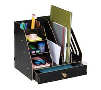 Relaxdays Organizador escritorio compartimentos A4 negro