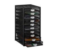 Relaxdays Organizador escritorio con 10 cajones A4 negro,plata