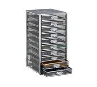 Relaxdays Organizador escritorio con 10 cajones A4 plata