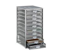 Relaxdays Organizador Escritorio con 10 Cajones para Documentos A4, Acero, Plateado, 55 x 27,5 x 35,5 cm