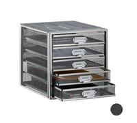 Relaxdays Organizador Escritorio con 5 Cajones para Documentos A4, Acero, Plateado, 29 x 27,5 x 35,5 cm