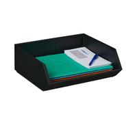 Relaxdays Organizador escritorio de bambú apilable antracita
