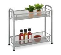 Relaxdays Organizador especias de metal 2 niveles negro,plata