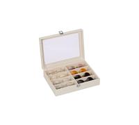 Relaxdays Organizador Gafas, 8 Compartimentos, Piel Sintética, Terciopelo y Cristal, 8,5x33,5x24,5 cm, Blanco
