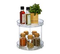 Relaxdays Organizador giratorio 2 pisos Ø 23,5 cm transparente