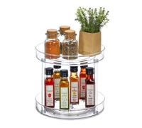 Relaxdays Organizador giratorio 2 pisos Ø 27 cm transparente
