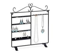 Relaxdays Organizador joyas, Joyero de pie Collares, Pendientes, Anillos, 34x31,5x9cm, Colgador joyería, Negro