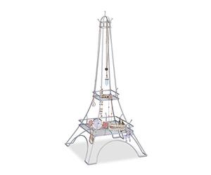 Relaxdays Organizador Joyas Torre Eiffel, Collares, Pulseras, Colgador Joyas Metálico, 47x21x21cm, Color a Elegir