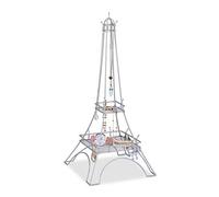 Relaxdays Organizador Joyas Torre Eiffel, Collares, Pulseras, Colgador Joyas Metálico, 47x21x21cm, Plateado