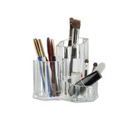 Relaxdays Organizador Maquillaje para brochas, Fibra acrílica, Transparente, 12 x 13 x 13,5 cm, 5 cm, 61x93x96 cm