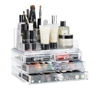 Relaxdays Organizador maquillaje con 4 cajones transparente