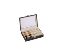 Relaxdays Organizador Gafas, 8 Compartimentos, Piel Sintética, Terciopelo y Cristal, 8,5x33,5x24,5 cm, Negro