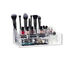 Relaxdays Organizador para maquillaje, Un Cajón, Neceser para Pintalabios y Joyas, Transparente