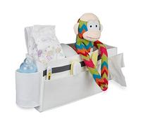 Relaxdays Organizador Sofá, 8 Compartimentos, Bolsa Cuna Bebé para Colgar, Fieltro, Bolsillo Cama 23x43x11 cm, Blanco, 23 x 43 x 11 cm